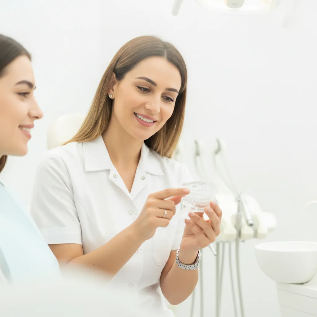 Patient avec gouttière Invisalign transparente expliquée par le Dr Bouchra Bouslikhane, orthodontiste à Rabat