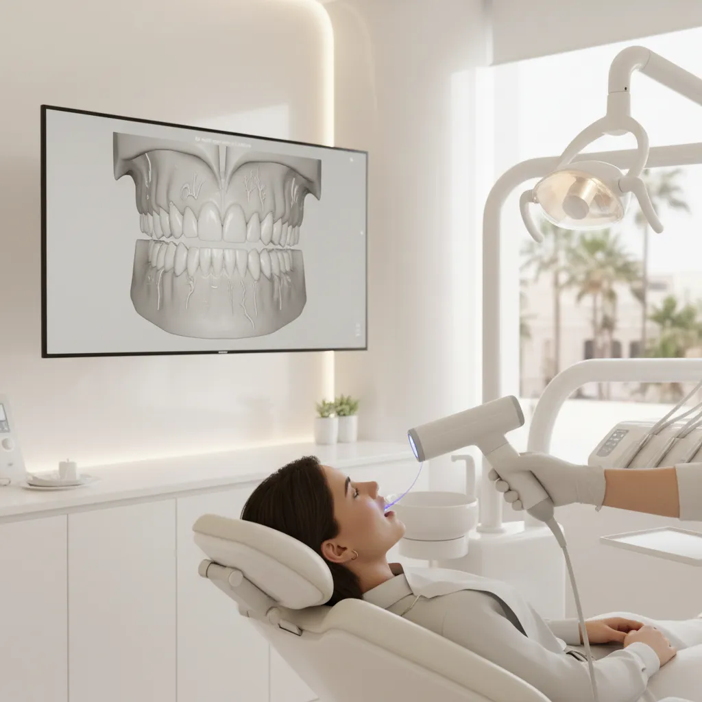 Orthodontiste Dr Bouchra Bouslikhane expliquant traitement Invisalign à la clinique dentaire Rabat Agdal