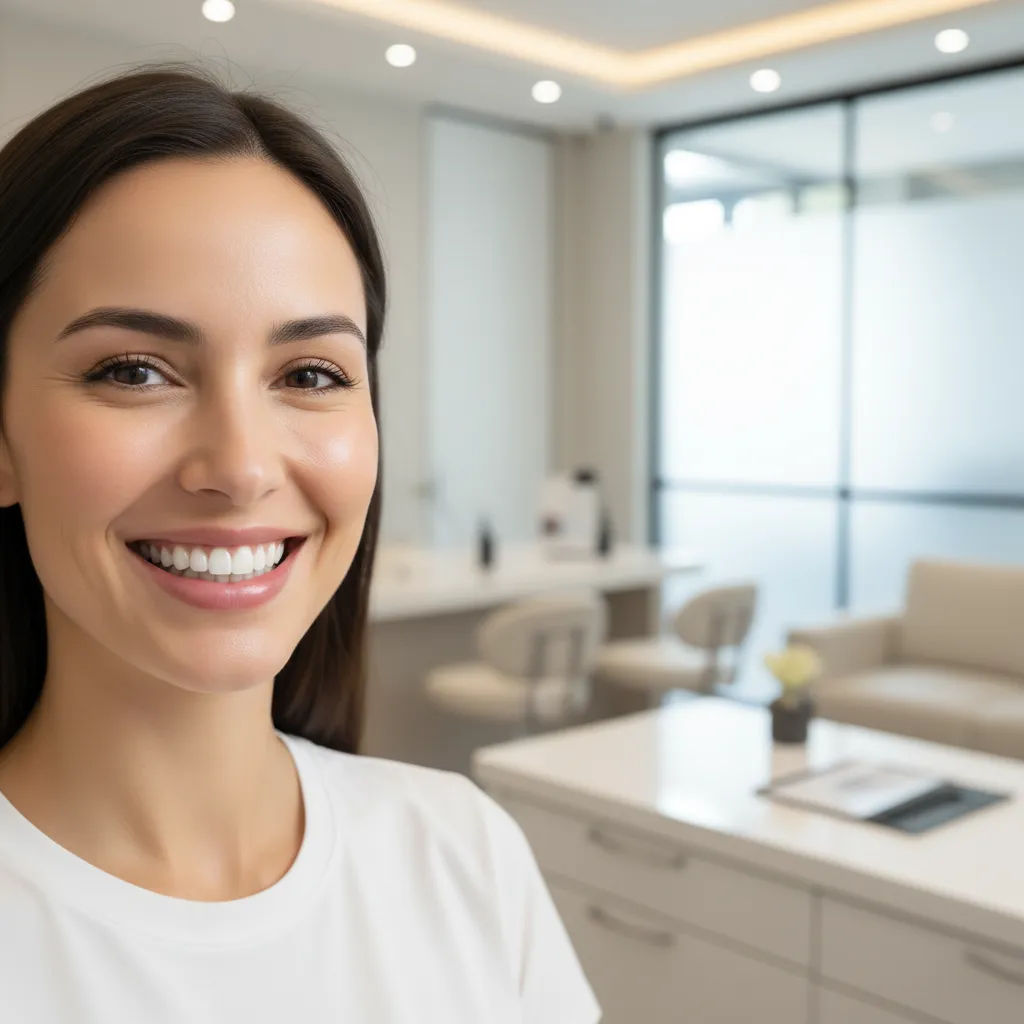Patient souriant après un traitement orthodontique Invisalign par Dr Bouslikhane à Rabat